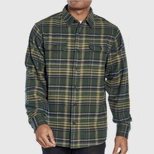 Woolrich Brawny Plaid Flannel Button Down Shirt Men's Size XXL Dusty Green Blue